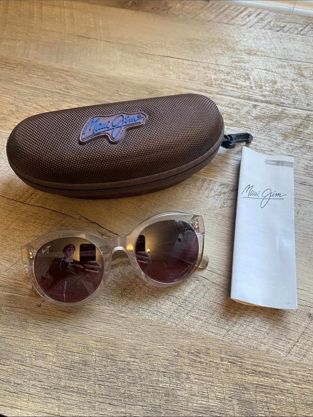 Maui Jim Women's Sunglasses Translucent Beige Frame with Brown Lenses